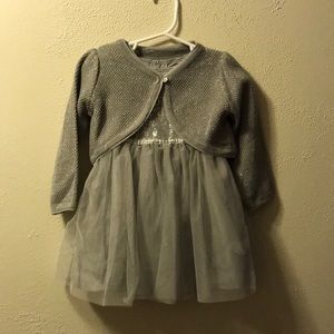 Silver Tutu Sequins Dress + Cardigan